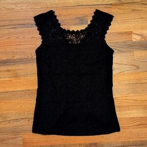 Black Lace and Cotton Tank